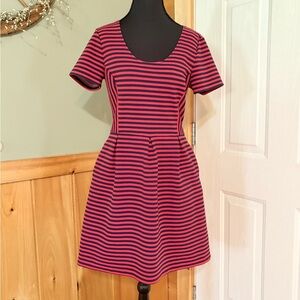 Madewell Red and Blue A-Line Mini Dress